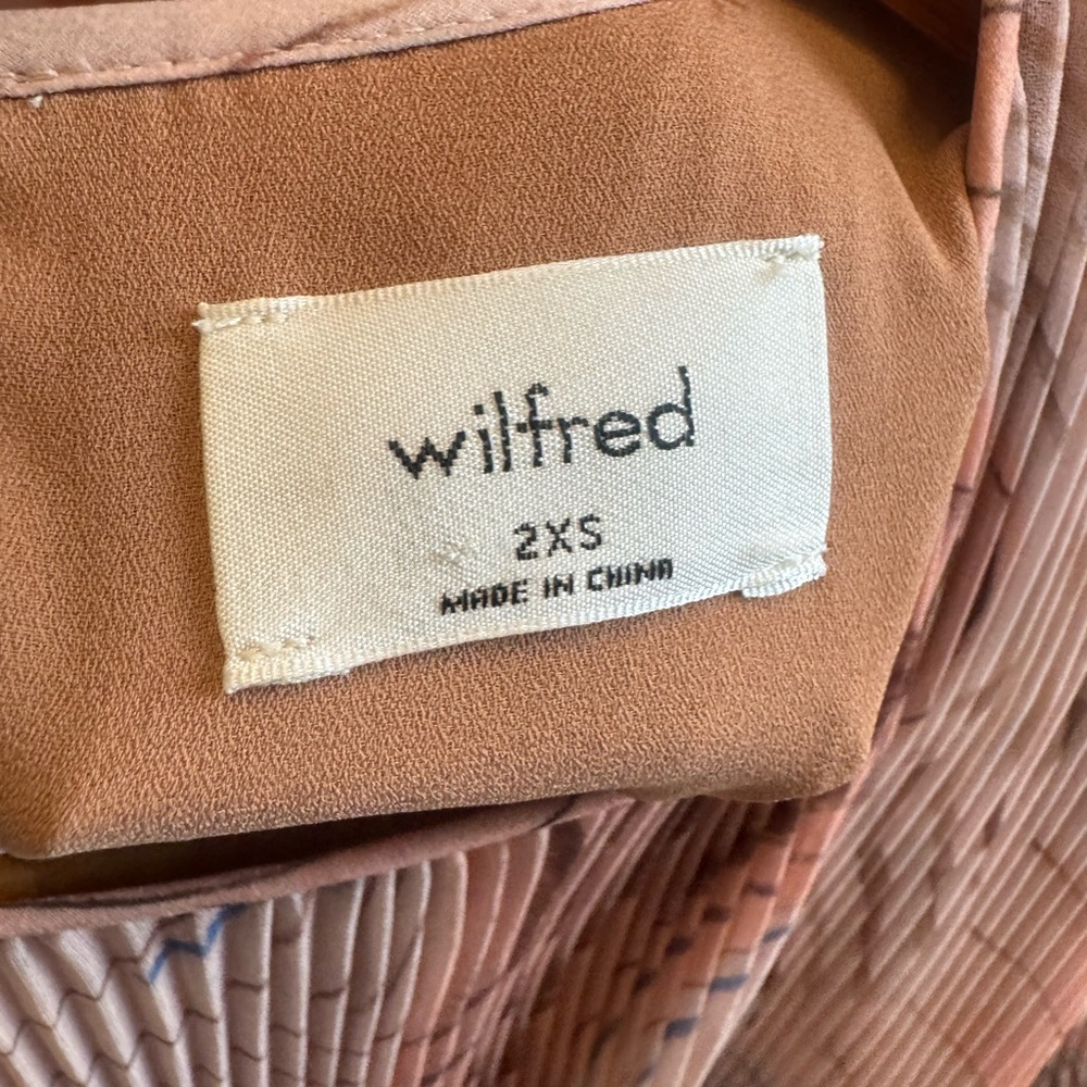 Aritzia Wilfred Daydreamer Dress Blush Pink Print Long Sleeve – Size 2XS - Picture 4 of 4
